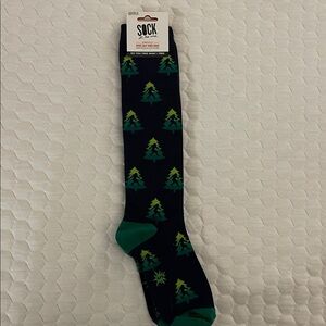 Navy Blue Socks with Green Tree Pattern - Sock it to Me